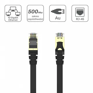 Patchcord CAT.7 SSTP (8P8C) RJ45; 3m; płaski; C1897BK-3M