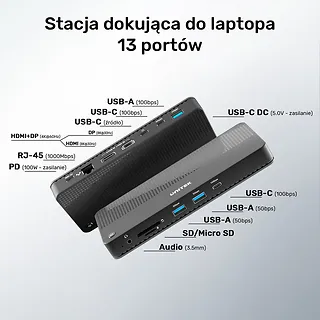 Stacja dokująca 12w1 USB-C, HDMI 2.1, USB 4, PD 100W; D1079A