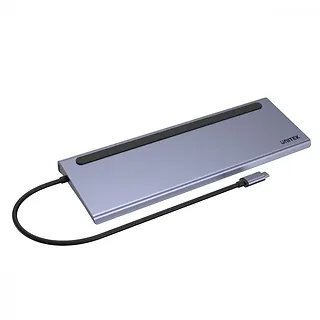 HUB USB-C 11w1 USB-C, RJ45, PD 100W, 2x HDMI, VGA, SD; D1022B