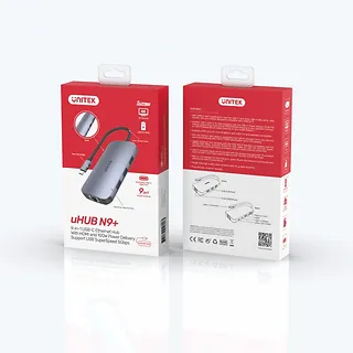HUB USB-C 9w1, USB-C, HDMI 2.0, RJ45, PD 100W, czytnik SD; D1071A