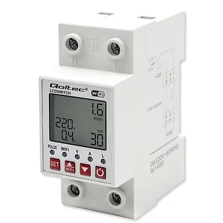 Przekaźnik 63A na szynę DIN z licznikiem energii elektrycznej |  Timer | Tuya | Wi-Fi | LED                                                    ~