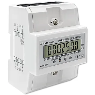 Trójfazowy elektroniczny licznik | miernik zużycia energii na szynę DIN | 400V | 100A | LCD | 4P
