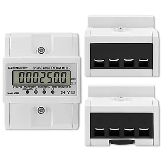Trójfazowy elektroniczny licznik | miernik zużycia energii na szynę DIN | 400V | 100A | LCD | 4P
