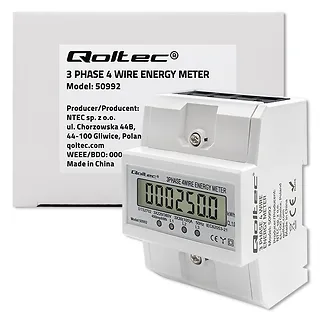 Trójfazowy elektroniczny licznik | miernik zużycia energii na szynę DIN | 400V | 100A | LCD | 4P