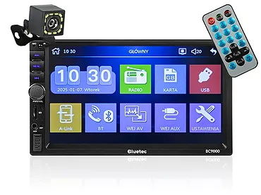 Radio samochodowe BC9000 2DIN 7 cali RDS USB microSD 4x50W kamera cofania