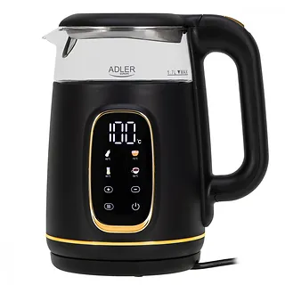 Adler Czajnik 1,7l wyświetlacz LED, regulacja temperatury AD 1305 czarno-złoty