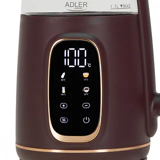 Adler Czajnik 1,7l z wyświetlaczem LED, regulacja temperatury  AD 1305 burgundy