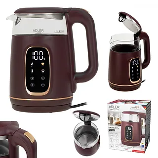 Adler Czajnik 1,7l z wyświetlaczem LED, regulacja temperatury  AD 1305 burgundy