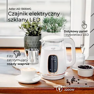 Adler Czajnik 1,7l z wyświetlaczem LED, regulacją temperatury AD 1305WG