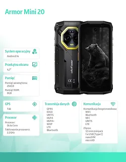ULEFONE Smartfon Armor Mini 20 8/256GB czarny