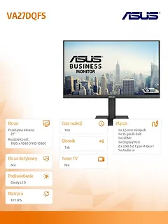 Asus Monitor 27 cali VA27DQFS 5Y