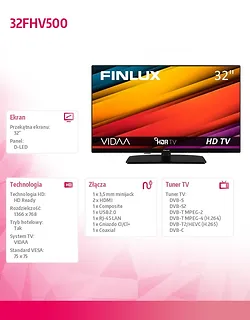 Finlux Telewizor LED 32 cale 32FHV500