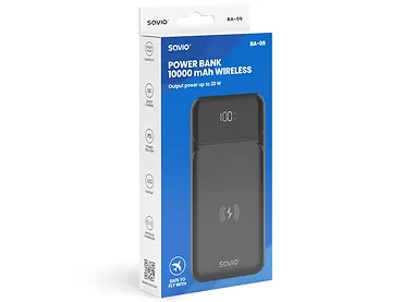 Savio Powerbank bezprzewodowy 10000 mAh, BA-09
