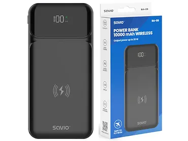 Savio Powerbank bezprzewodowy 10000 mAh, BA-09