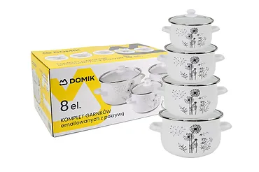 Domik Zestaw garnków 8 elementów Emalia Dmuchawce DO-9324