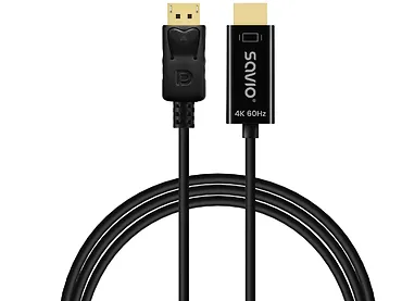 Savio Kabel Display Port do HDMI CL-189 4K 60Hz, 1,5m