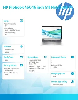 HP Inc. Notebook ProBook 460 G11 U5-125U 512GB/16GB/W11P/16.0   AD1Q3ET
