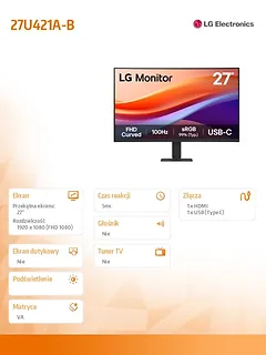 LG Electronics Monitor 27 cali 27U421A-B