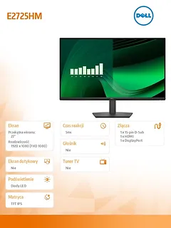 Dell Monitor E2725HM 27 LED VA 1920x1080/16:9/DP/VGA/3Y