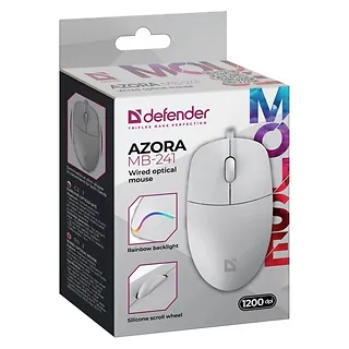 Defender Mysz przewodowa AZORA MB-241 1200 DPI biała podświetlenie
