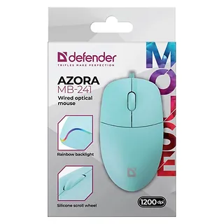 Defender Mysz przewodowa AZORA MB-241 1200 DPI miętowa podświetlenie