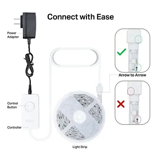 TP-LINK Taśma LED Smart Wi-Fi ze zmiennym kolorem                      SPEC: 2.4 GHz Wi-Fi, 802.11b/g/n, one 16.4 ft/5m RGB+IC LED light strip, 12V/112V/1.5