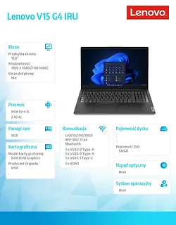 Lenovo Laptop V15 G4 83A100LPPB W11P i5-13420H/8GB/512GB/INT/15.6 cala/FHD/Business Black/3Y