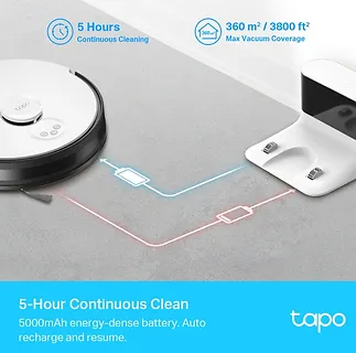 TP-LINK Robot odkurzający i mopujący z czujnikiem LiDAR  SPEC: LiDAR + Gyro Navigation, Vacuum & Mop 2-in-1, 4200Pa, 5000mAh Battery