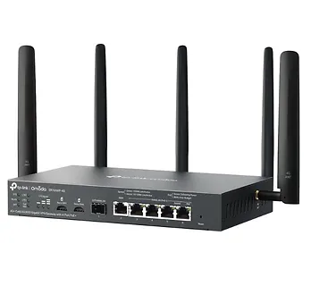 TP-LINK Brama sieciowa gigabitowa Omada 4G+ Cat6 AX3000 VPN with 4-Port PoE+PORT: 1× Gigabit SFP WAN/LAN Port, 1× Gigabit RJ45 WAN Port, 4× Gigabit WAN/LAN