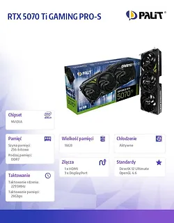 Palit Karta graficzna RTX 5070 Ti GAMING PRO-S 16GB GDDR7 256bit 3DP/HDMI