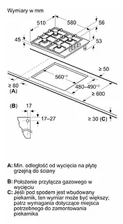 Bosch Płyta gazowa inox PBP6B5K80
