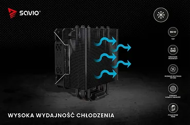 Savio Chłodzenie procesora CPU Vortex X2 Black