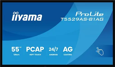 IIYAMA Monitor 55 cali T5529AS-B1AG VA,4K,HDMIx2,USB-C,RJ45,2x10W,WiFi,     Android 14, Signal FailOver, Whiteboard, iiSignage2 (CMS), iiControl (DMS),   iiS