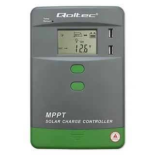 Qoltec Solarny regulator ładowania MPPT z czujnikiem temperatury 30A |  12V/24V | LCD | 2xUSB | Bluetooth | APP | GEL | LiFePO4