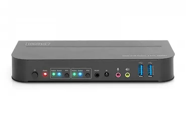 Digitus Przełącznik KVM 2 portowy, 2x HDMI IN, 1x HDMI OUT, 2x USB A, 1x Audio, 4K x 2K 60Hz, IN&OUT