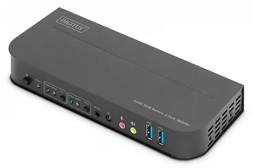 Digitus Przełącznik KVM 2 portowy, 2x HDMI IN, 1x HDMI OUT, 2x USB A, 1x Audio, 4K x 2K 60Hz, IN&OUT