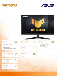 Asus Monitor 27 cali VG279QE5A IPS 146Hz HDMI DP