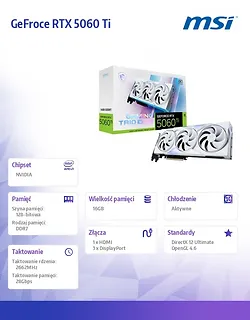 MSI Karta graficzna GeForce RTX 5060 Ti 16G GAMING TRIO OC WHITE