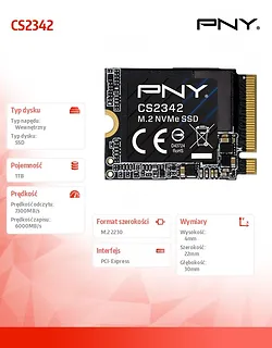 PNY Dysk SSD 1TB M.2 2230 CS2342