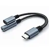 Qoltec Adapter USB-C 2w1 | USB-C | Jack 3.5mm | PD 15W | 10cm