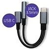 Qoltec Adapter USB-C 2w1 | USB-C | Jack 3.5mm | PD 15W | 10cm