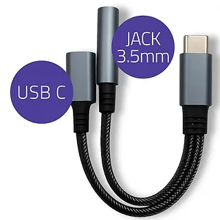 Qoltec Adapter USB-C 2w1 | USB-C | Jack 3.5mm | PD 15W | 10cm
