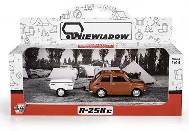 Daffi Zestaw Fiat 126p + przyczepa Niewiad&oacute;w kr&oacute;tka, brązowy