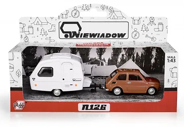 Daffi Zestaw Fiat 126p + przyczepa Niewiad&oacute;w kemping, brązowy