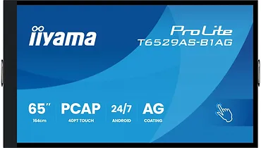 IIYAMA Monitor 65 cali T6529AS-B1AG VA,4K,HDMIx2,USB-C,RJ45,2x10W,WiFi,     Android 14, Signal FailOver, Whiteboard, iiSignage2 (CMS), iiControl (DMS),   iiS