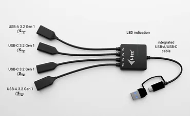 i-tec HUB USB-C/USB-A Cable 4 port (2x USB-C 2x USB-A)