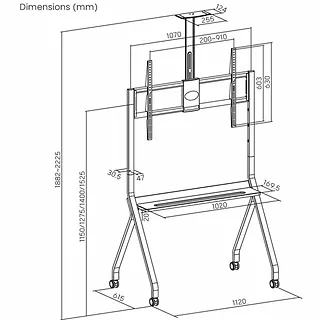 ART Mobilny stojak + uchwyt do TV 55-100 cali 120kg S-14 Vesa 900x600 Heavy Duty