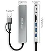 Qoltec HUB Adapter 8w1 USB-C/USB | USB-C | 4xUSB | SD/TF card | Jack    3.5mm TRRS