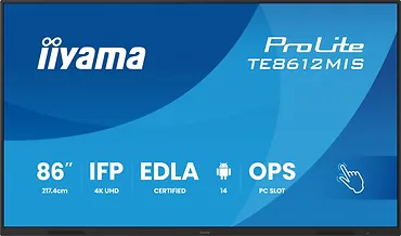 IIYAMA Monitor 86 cali TE8612MIS-B4AG  40pkt,IPS,4K,24/7,7H,                ANDROID 14, RK3576, 8/128GB, EDLA, Essential