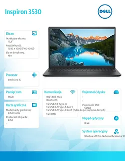 Dell Laptop Inspiron 3530 Win11Edu i5-1334U/16/512/INT/3YB